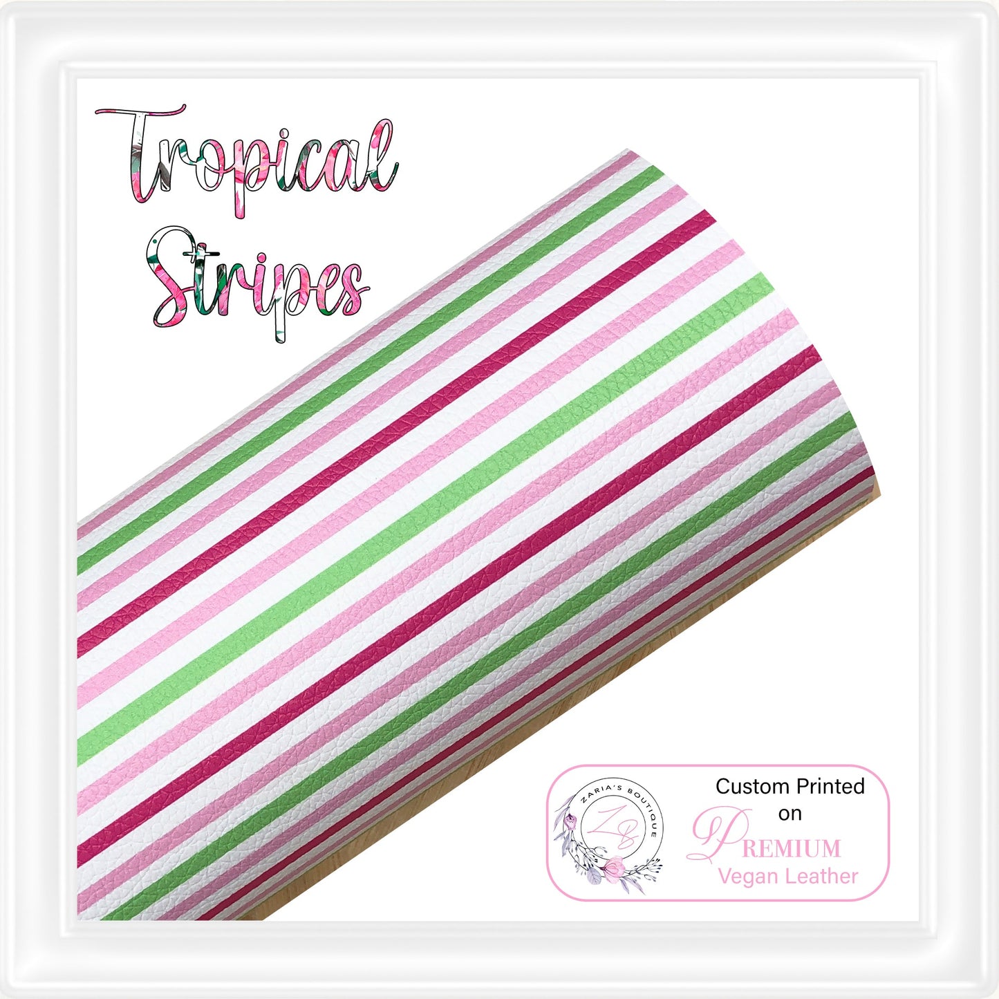⋅ Tropical Stripes ⋅ Exclusive Design Custom Printed Premium Vegan Faux Leather ⋅