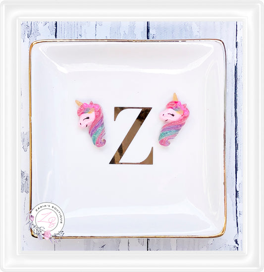 ⋅ Rainbow Unicorns ⋅ Flatback Resin Cabochon Embellishments ⋅ Per Pair ⋅
