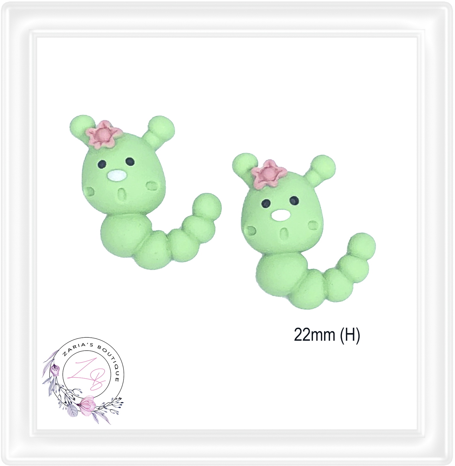 ⋅Cute Caterpillars ⋅ Flatback Resin Bow Embellishments ⋅ 2 pieces