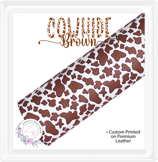 ⋅ Cowhide ⋅ Brown & White Custom Premium Vegan Faux Leather