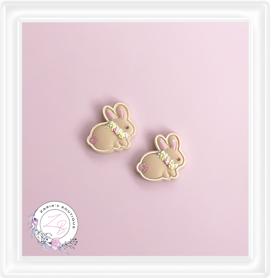 â‹… Floral Bunnies â‹…Â Flatback Resin Bow Embellishments â‹… 2 pieces