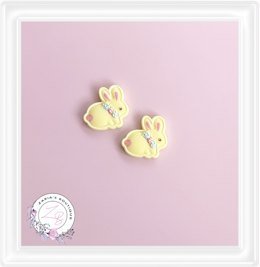 â‹… Floral Bunnies â‹…Â Flatback Resin Bow Embellishments â‹… 2 pieces