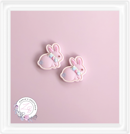 â‹… Floral Bunnies â‹…Â Flatback Resin Bow Embellishments â‹… 2 pieces