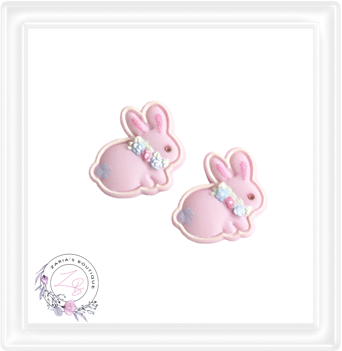 ⋅ Floral Bunnies ⋅ Flatback Resin Bow Embellishments ⋅ 2 pieces