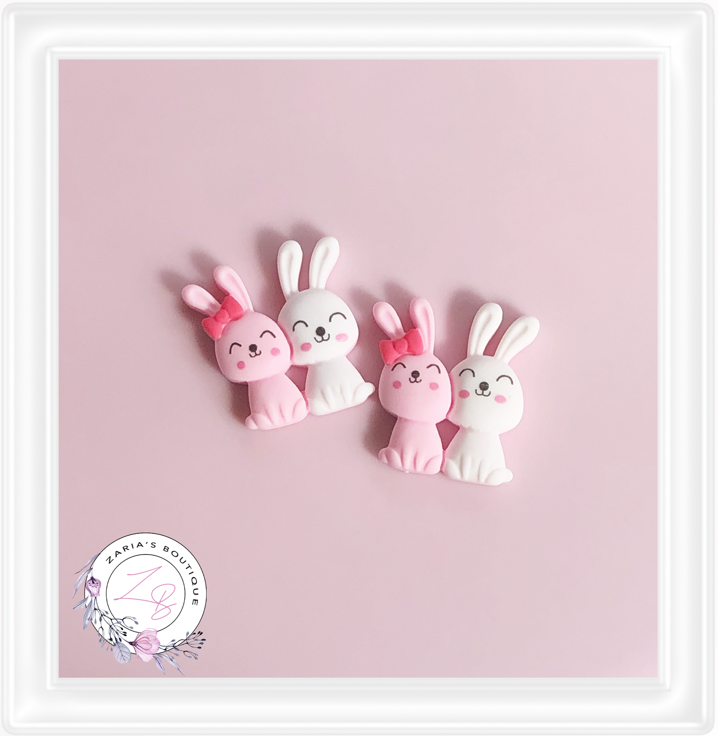 • Bunny Buddies • Flatback Resin Rabbit Embellishments • 2 pcs •