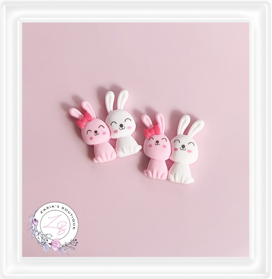 • Bunny Buddies • Flatback Resin Rabbit Embellishments •  2 pcs •