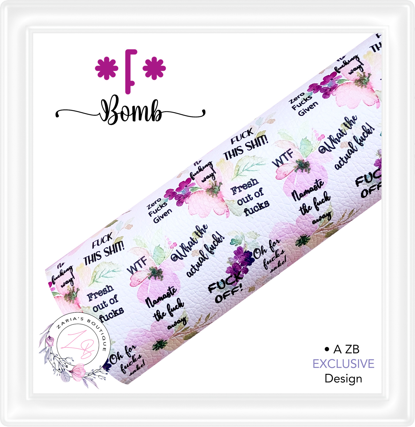 ⋅ F Bomb Pastel Floral ⋅ Custom Luxe Vegan Faux Leather ⋅ Sheets or Rolls! ⋅