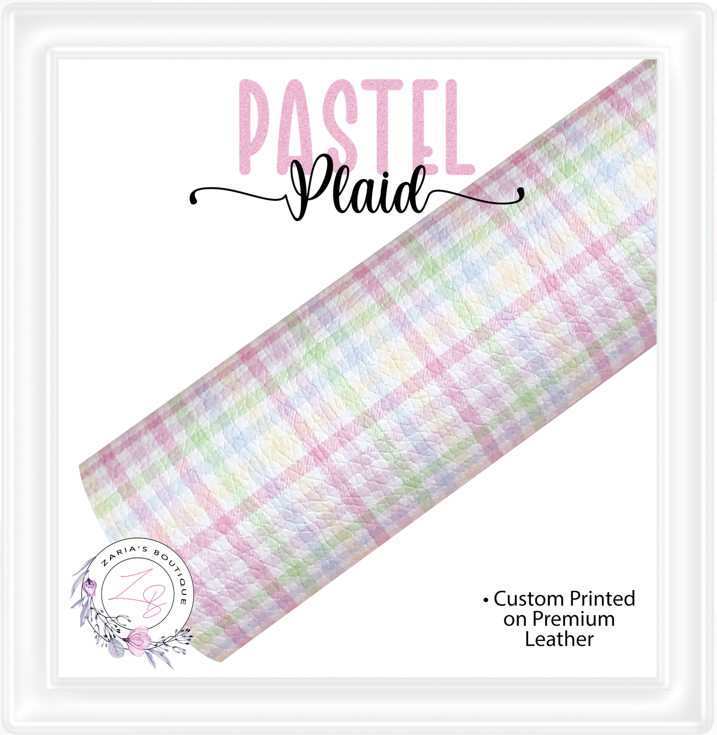 ⋅ Pastel Plaid Check ⋅ Premium Custom Vegan Faux Leather