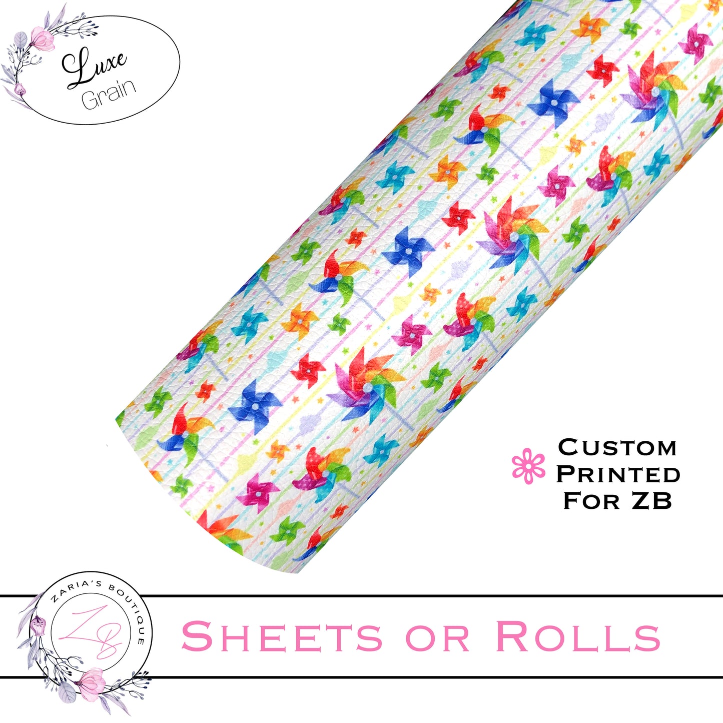 ⋅ Pinwheels ⋅ Custom Luxe Vegan Faux Leather ⋅ Sheets or Rolls! ⋅