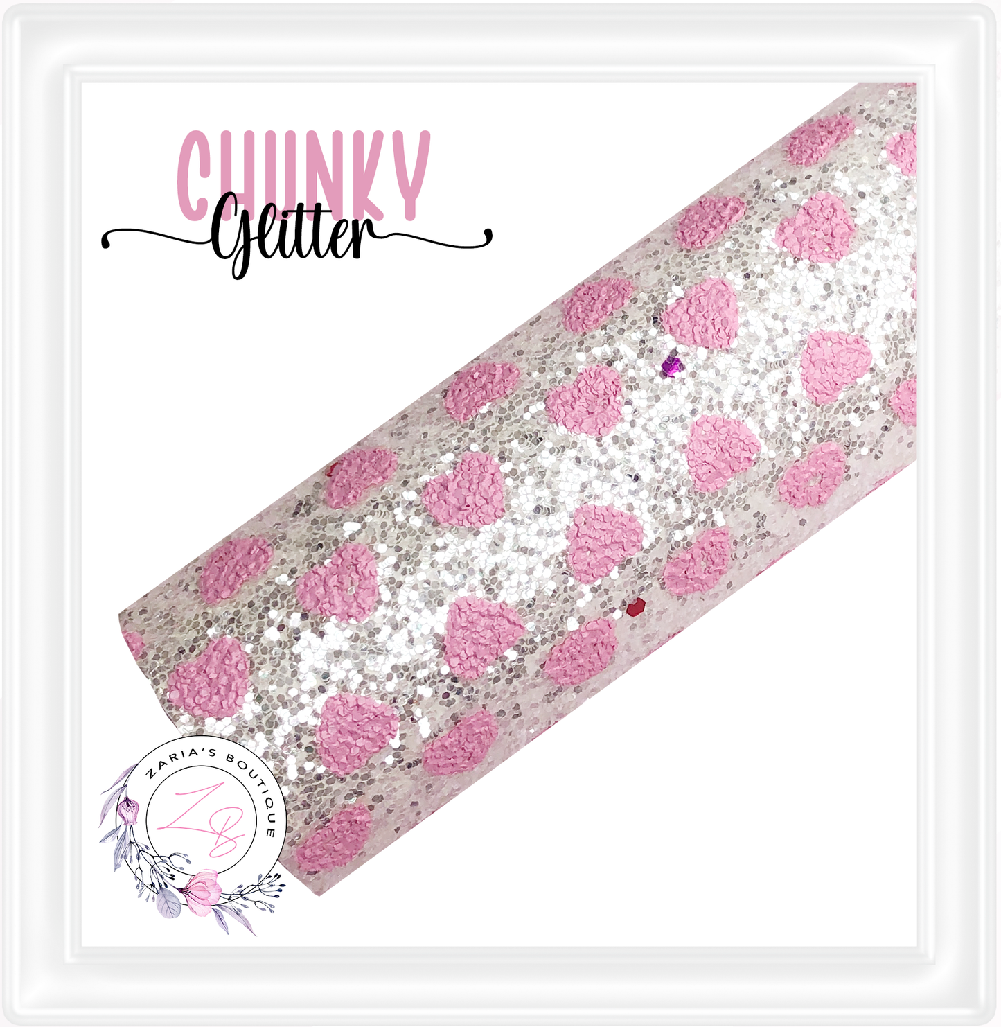 ⋅ Pink Hearts ⋅ Chunky Glitter ⋅ Bow & Craft Fabric