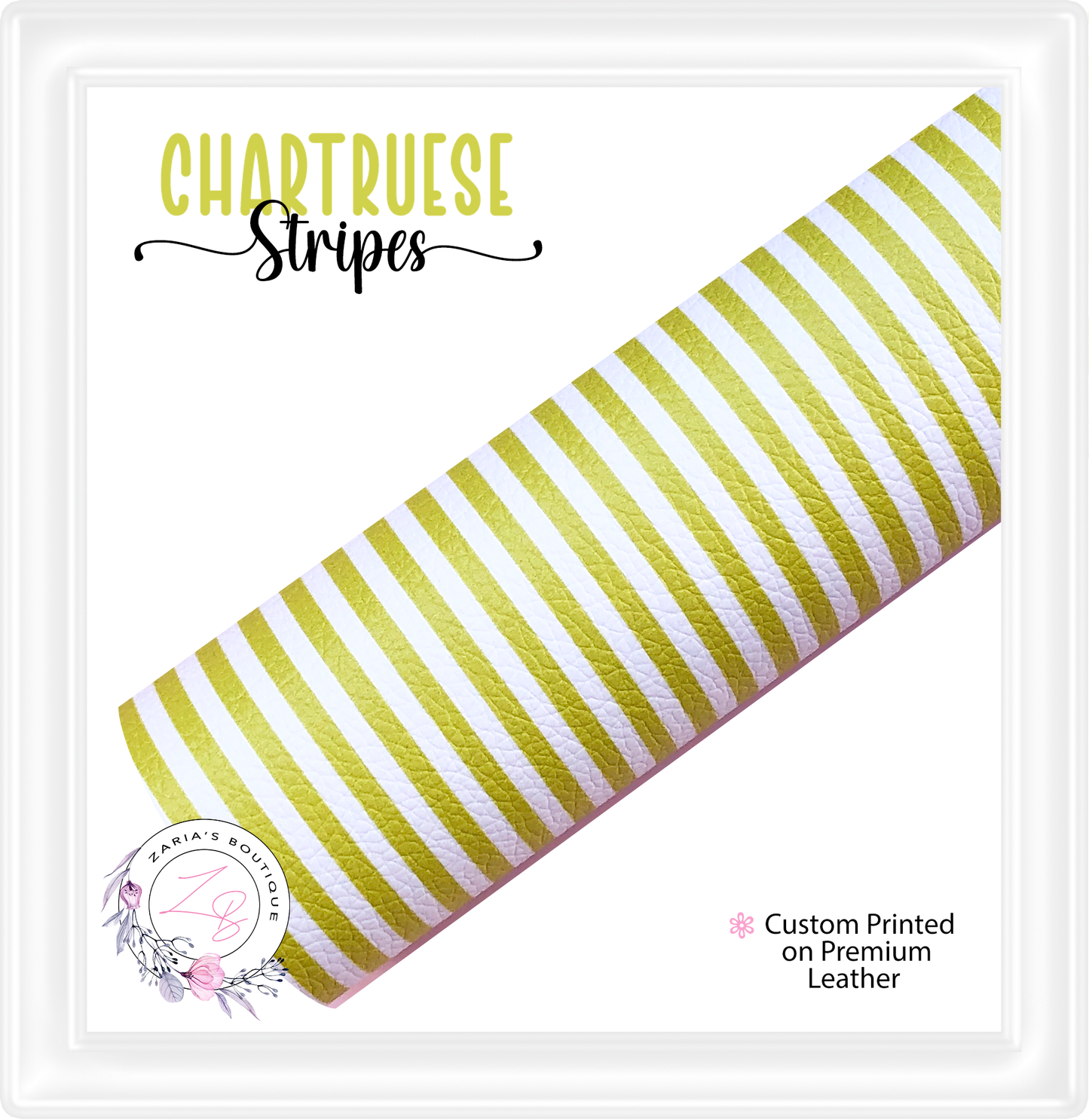 ⋅ Chartreuse Stripes ⋅ Premium Custom Vegan Faux Leather