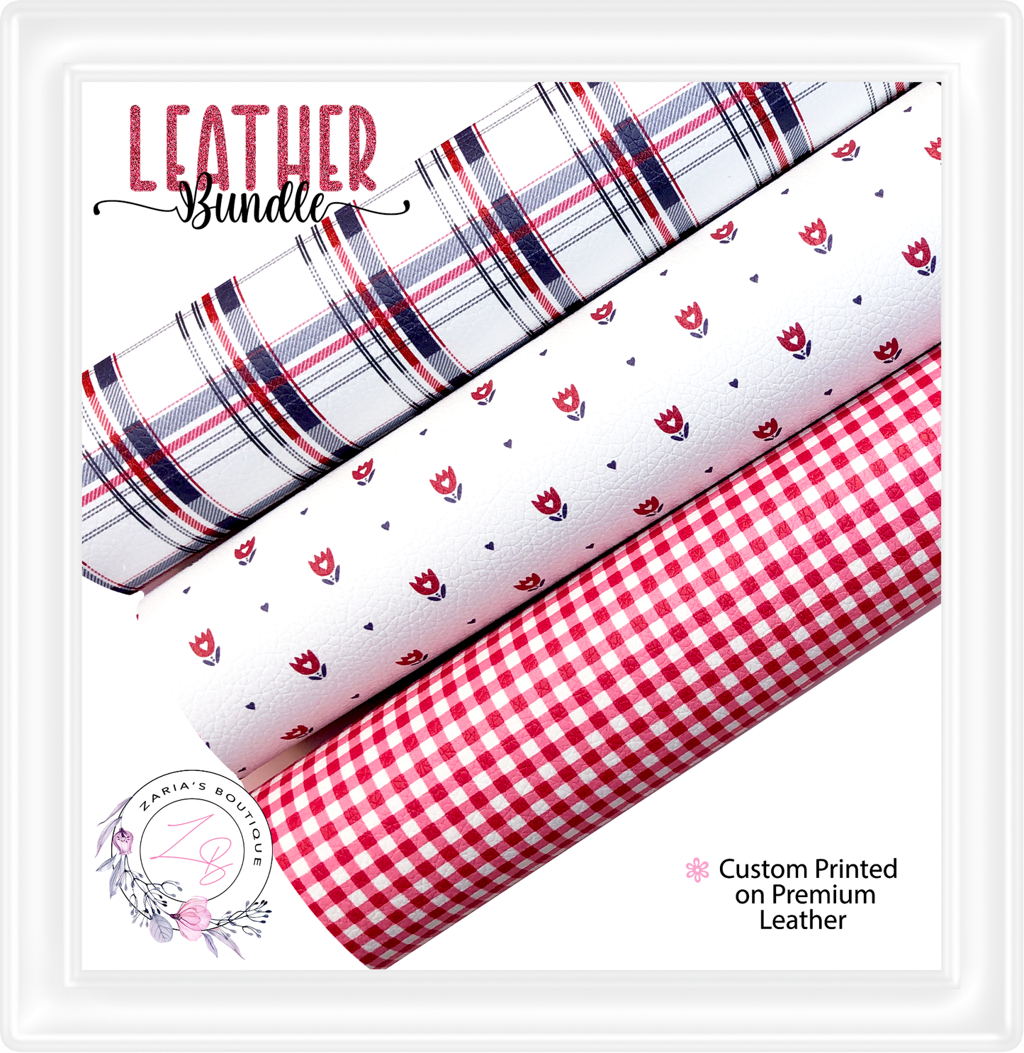 ⋅ Plaid Tulips ⋅ Premium Custom Vegan Faux Leathers