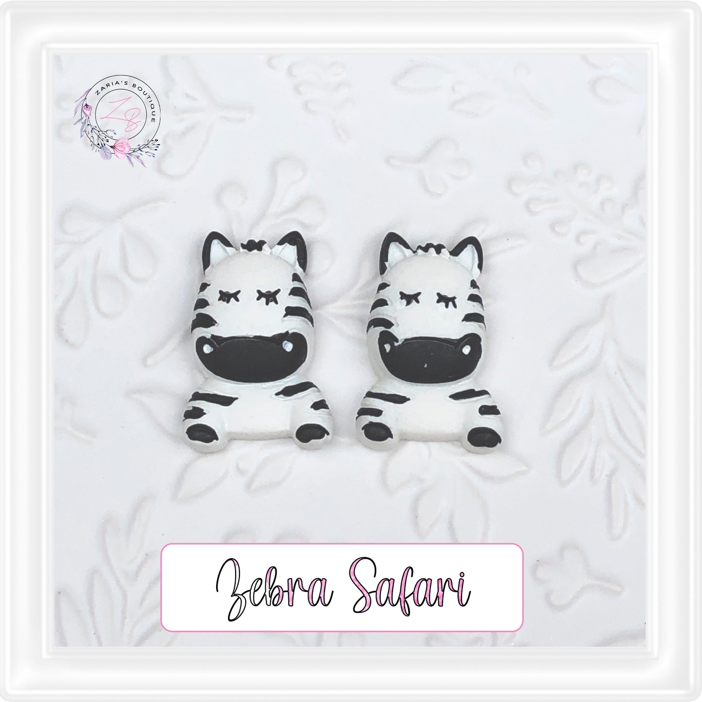 ⋅ ZEBRA ⋅ Flatback Resin Embellishments ⋅ 2 pieces