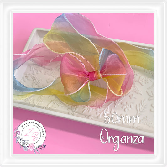 ⋅ 50mm Organza Ribbon ⋅ Rainbow ⋅ 5 Yards