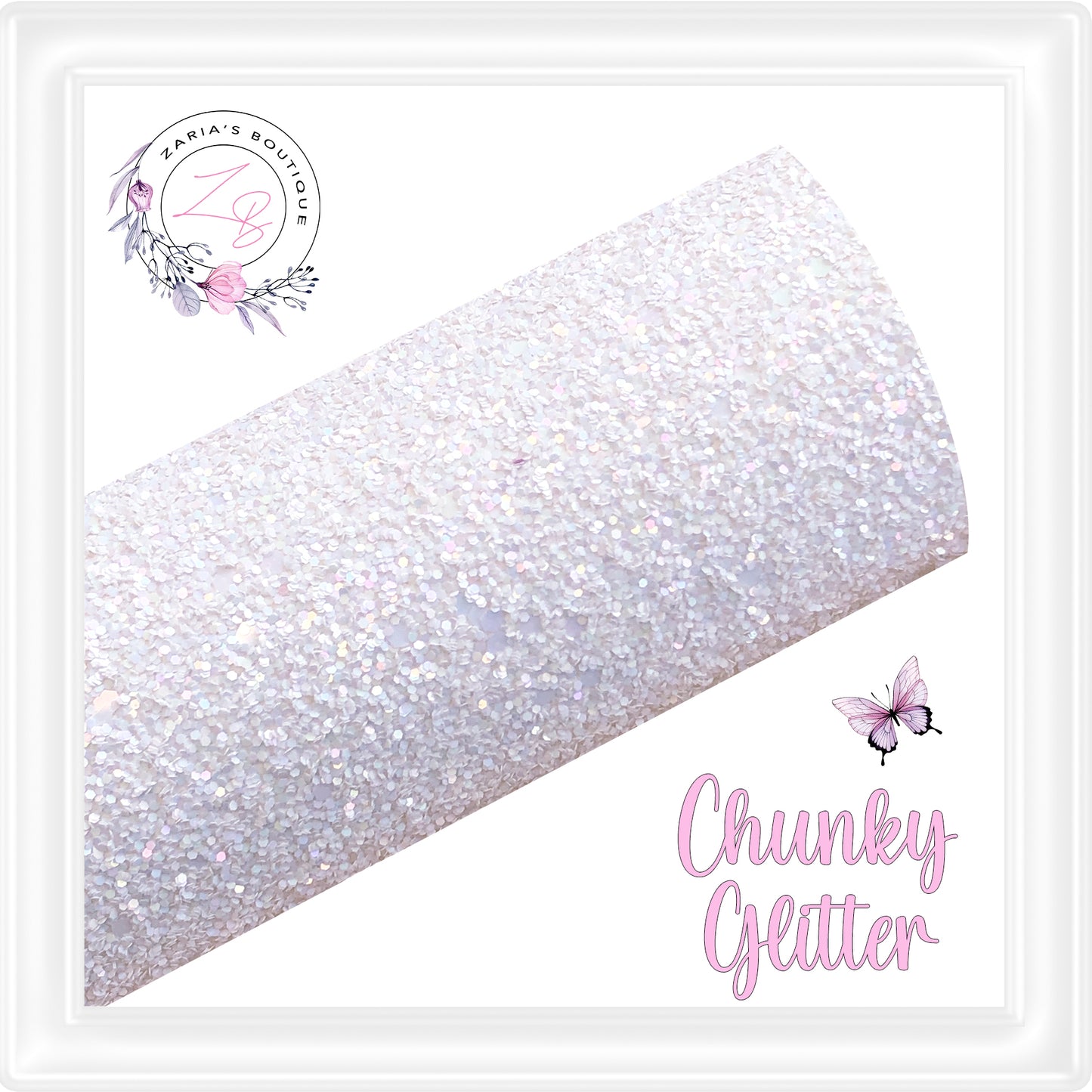 • White Sparkle Chunky Glitter •