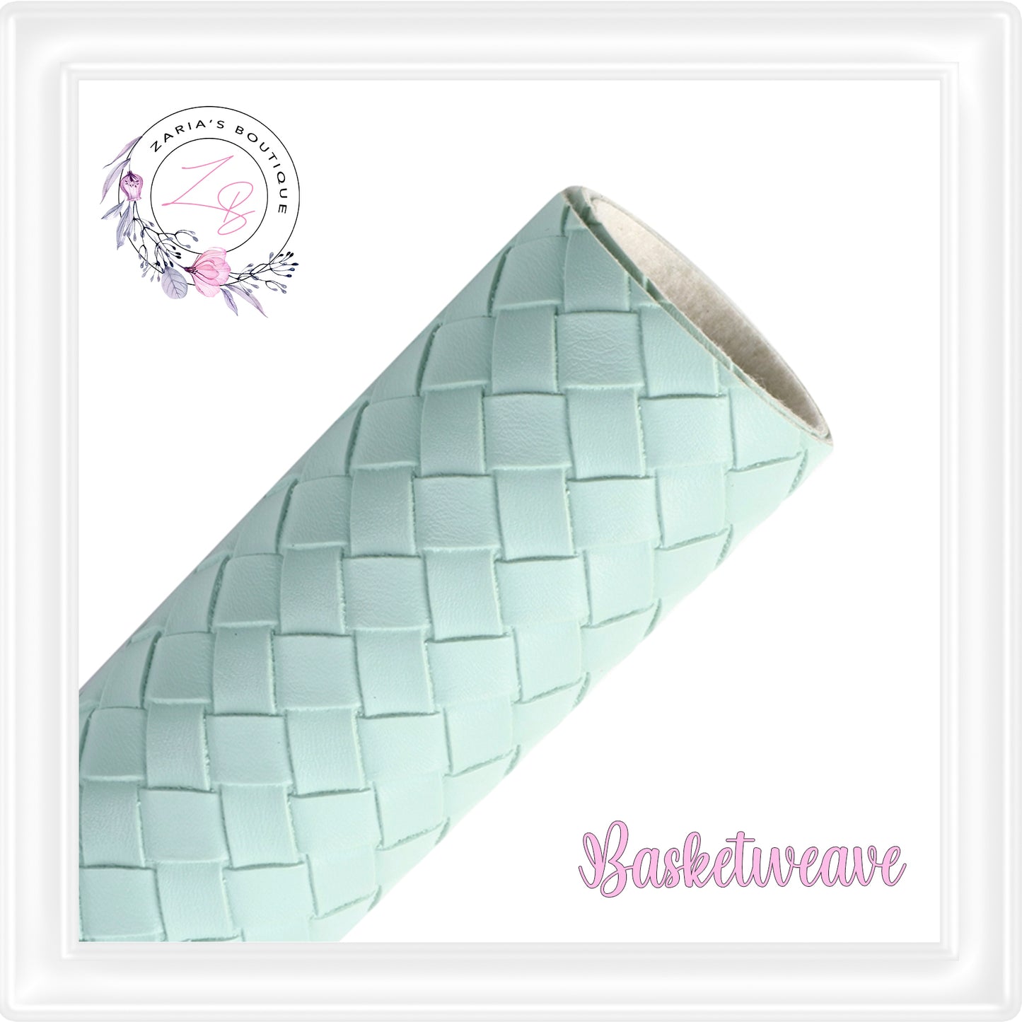 ⋅ Basketweave - Light Green ⋅ Textured Vegan Faux Leather ⋅