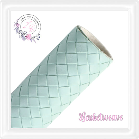 ⋅ Basketweave - Light Green ⋅ Textured Vegan Faux Leather ⋅