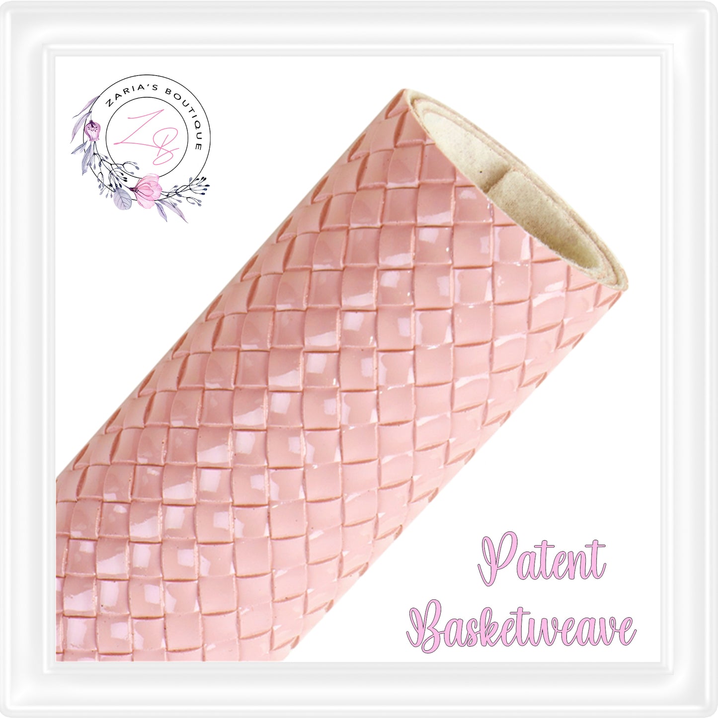 ⋅ Patent Basketweave ⋅ Textured Vegan Faux Leather ⋅ Blush Pink ⋅