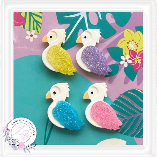 ⋅ Colourful Birds ⋅ Deluxe Acrylic Flat Back Craft Embellishments ⋅ Per Pair ⋅