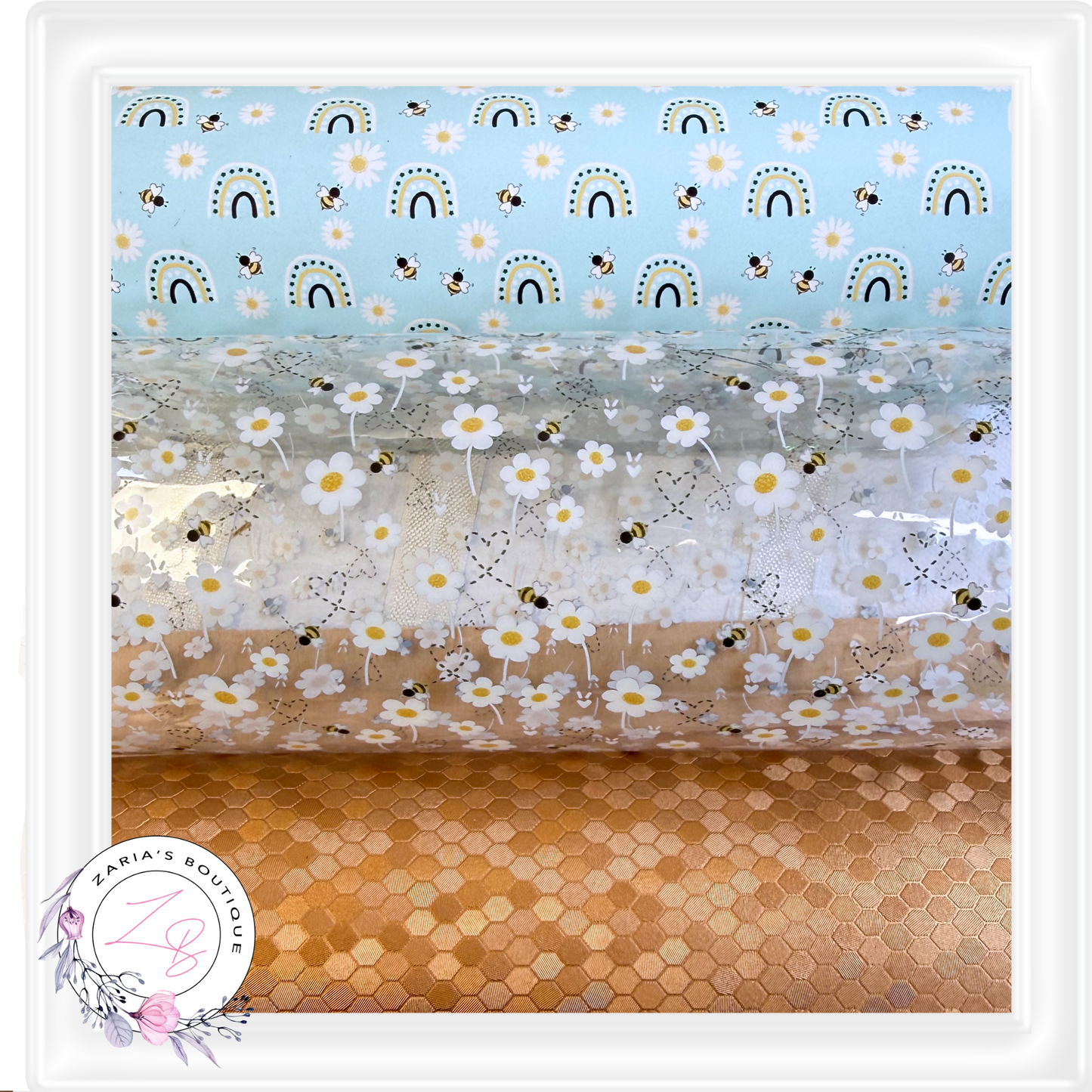 ⋅ Transparent TPU Clear Vinyl Sheets ⋅ Bees & Daisies ⋅