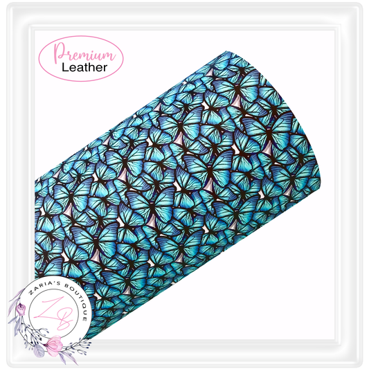 • Blue Butterfly • Smooth Vegan Faux Leather