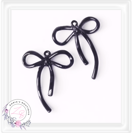 ⋅ Black Ribbon Bows ⋅ Jewellery Earring Charms Craft Embellishments ⋅ Per Pair ⋅