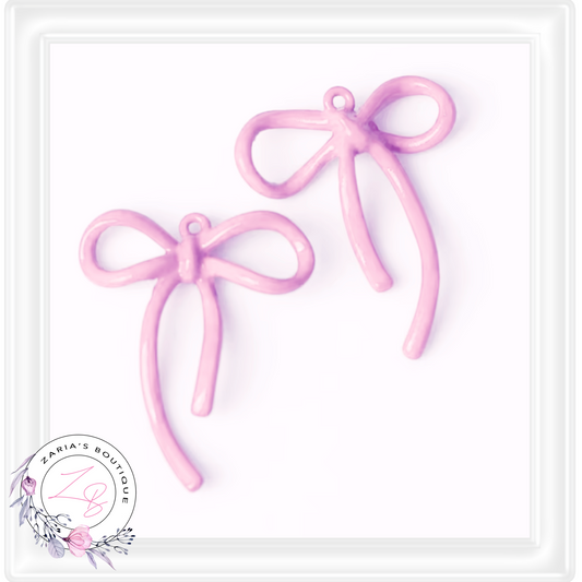 ⋅ Pink Ribbon Bows ⋅ Jewellery Earring Charms Craft Embellishments ⋅ Per Pair ⋅