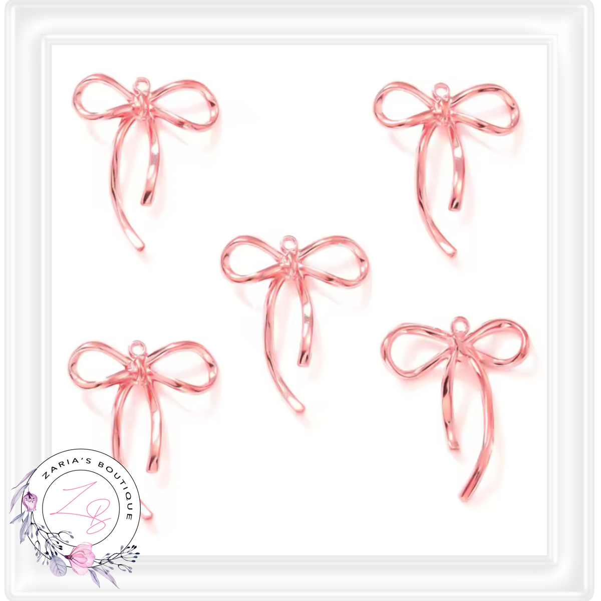 ⋅ Rose Gold Ribbon Bows ⋅ Jewellery Earring Charms Craft Embellishments ⋅ Per Pair ⋅