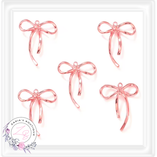 ⋅ Rose Gold Ribbon Bows ⋅ Jewellery Earring Charms Craft Embellishments ⋅ Per Pair ⋅