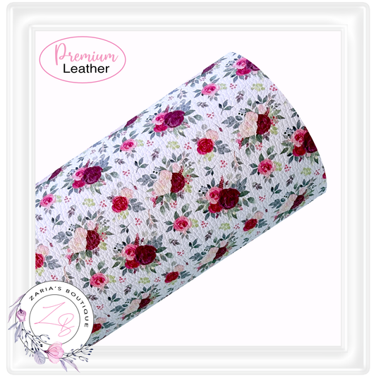⋅ Burgundy Rose ⋅ Custom Printed Floral ⋅ Premium Vegan Faux Leather