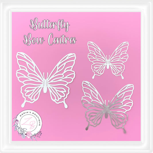 ⋅ Metallic Butterflies ⋅ Silver ⋅ 3D Bow Embellishment ⋅ Pack of 12 ⋅