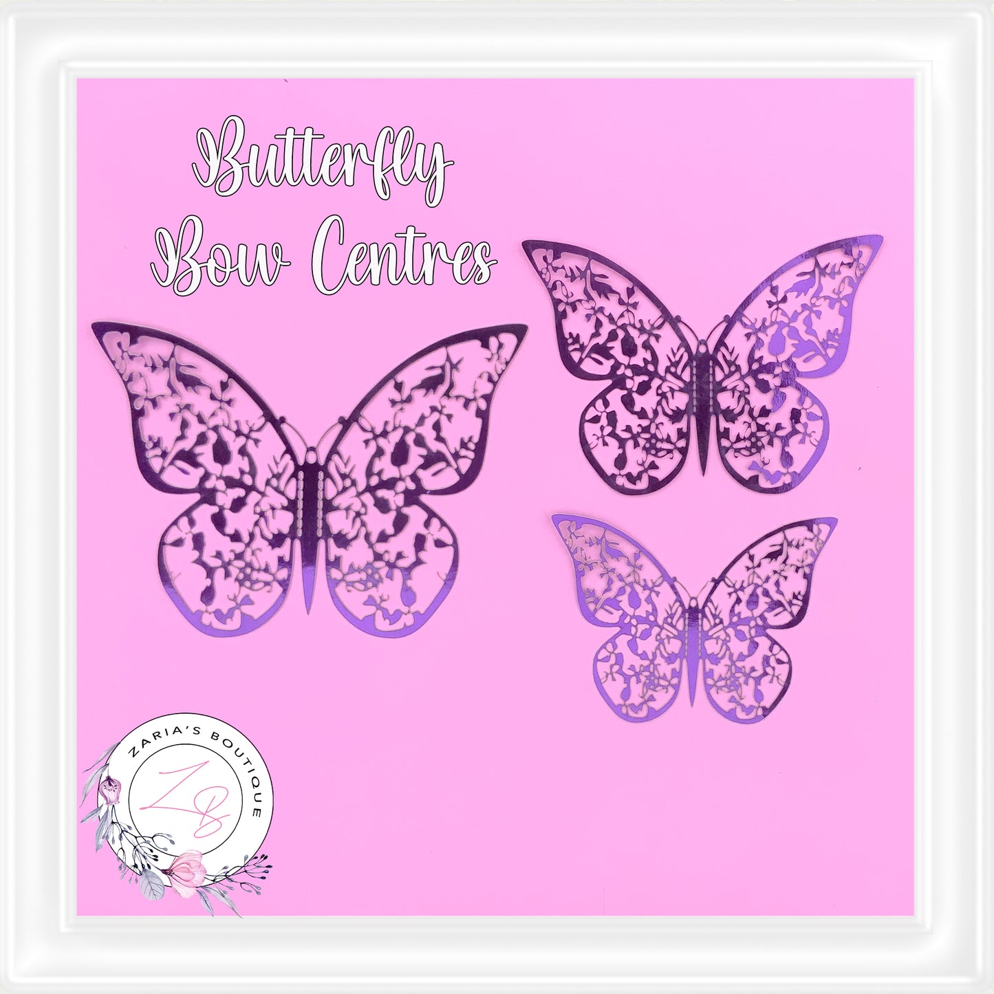 ⋅ Metallic Butterflies ⋅ Purple ⋅ 3D Bow Embellishment ⋅ Pack of 12 ⋅