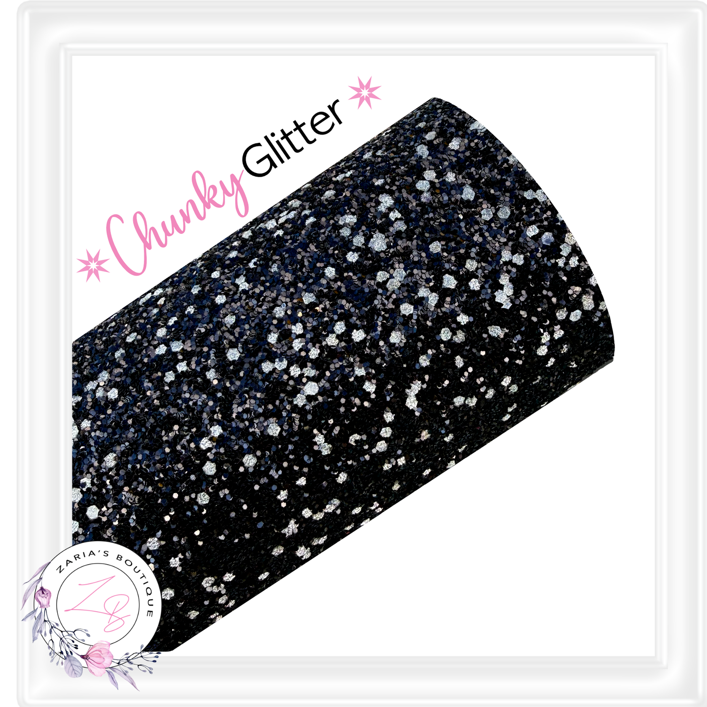 ∙ CHUNKY GLITTER ∙ Black Sparkle Silver ∙