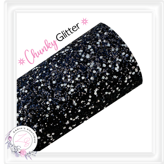 ∙ CHUNKY GLITTER ∙ Black Sparkle Silver ∙