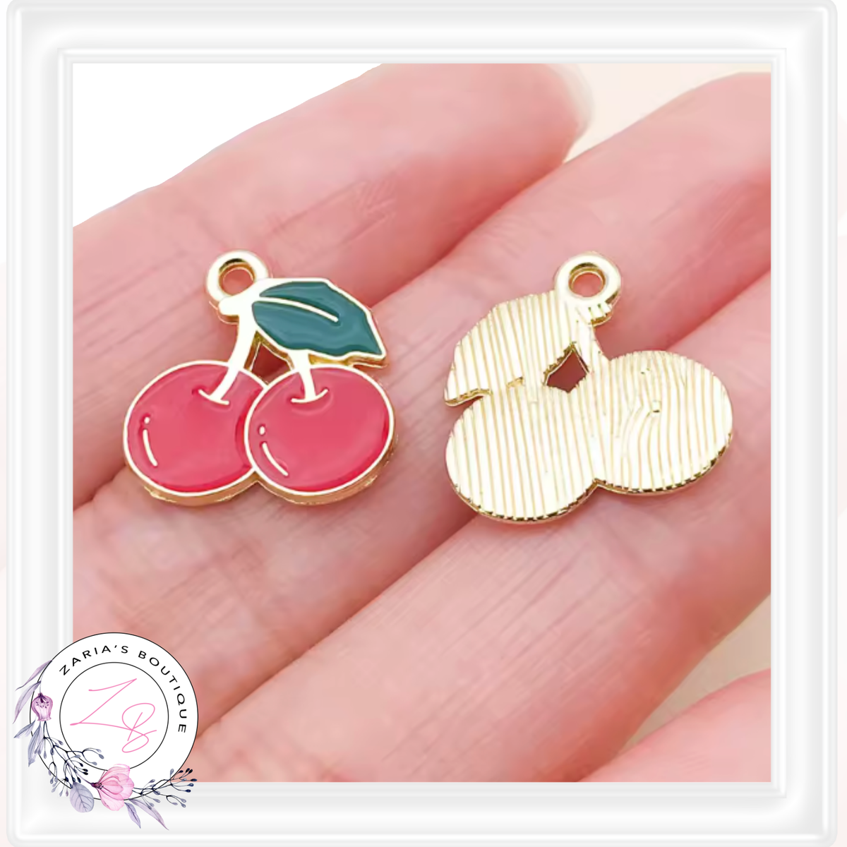 ⋅ Pink Strawberry Charms ⋅ Jewellery Earrings Craft Embellishments ⋅ Per Pair ⋅