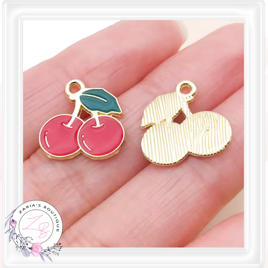 ⋅ Red Cherry Charms ⋅ Jewellery Earrings Craft Embellishments ⋅ Per Pair ⋅