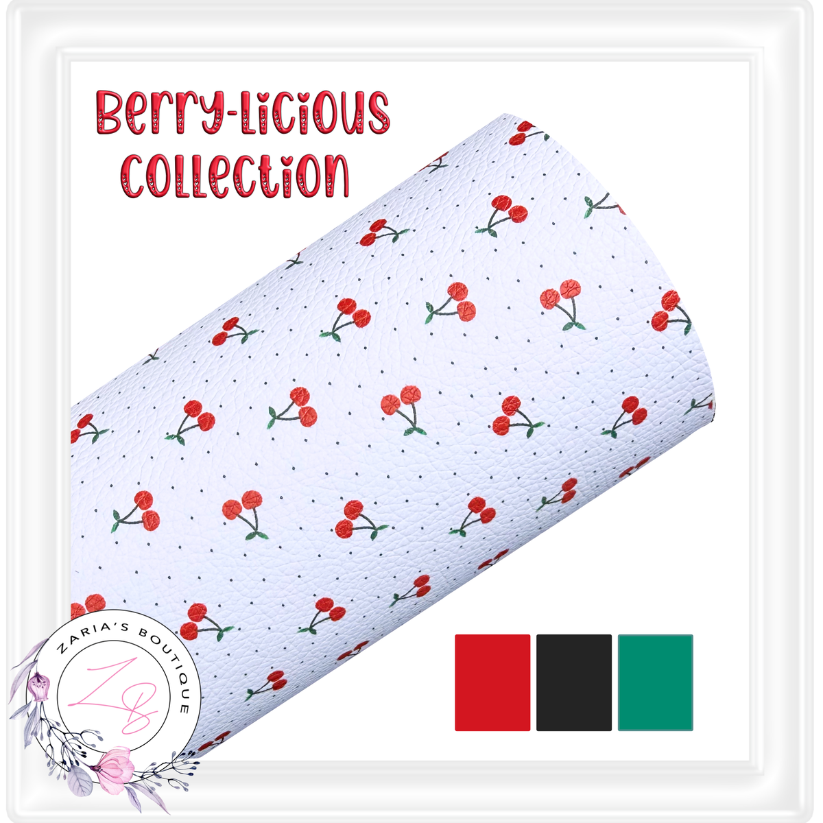 ⋅ Polka Dot Cherries ⋅ Printed Leatherette ⋅