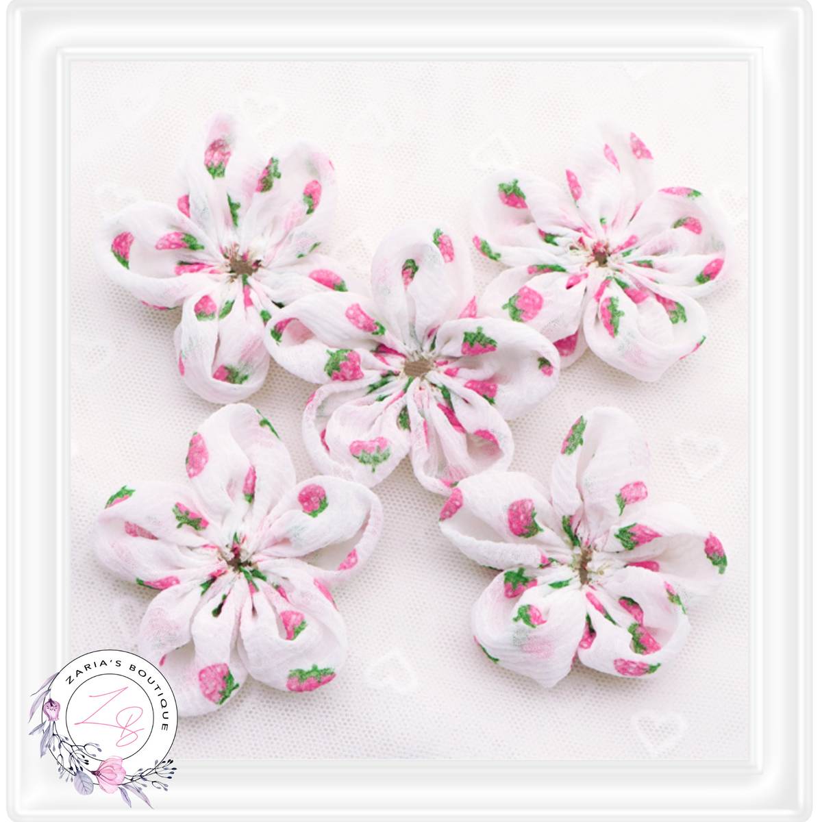 ⋅ Pink Strawberry Chiffon Flowers ⋅ Hair Accessory Embellishments ⋅