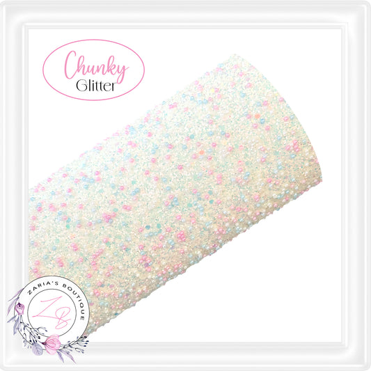 ⋅ CHUNKY GLITTER ⋅ Pearl Encrusted Pastel Bubbles ⋅ White ⋅