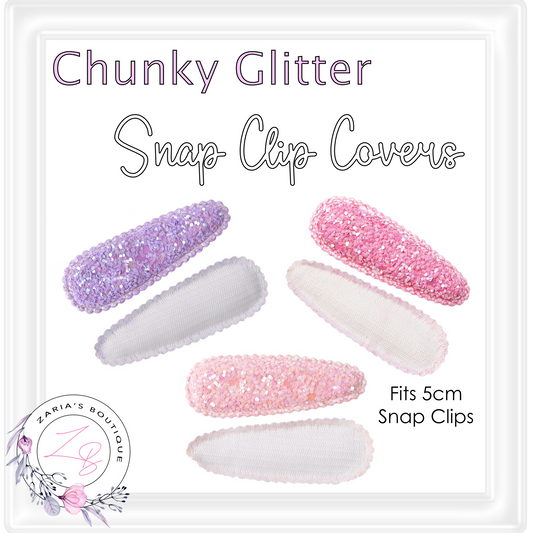 ⋅ Glitter Snap Clip Covers ⋅  3 Colours ⋅ Per Pair ⋅