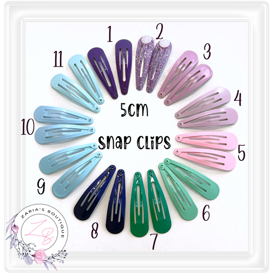 Snap Hair Clips ~ 5 cm  ~  11 colours