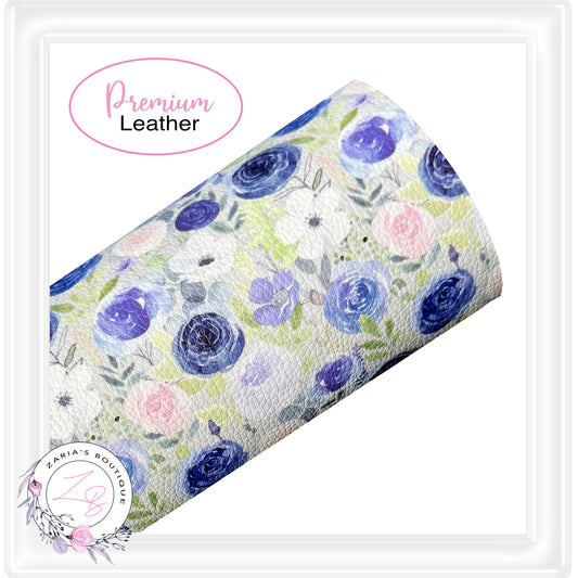 ⋅ Indigo Rose ⋅ Custom Printed Floral ⋅ Premium Vegan Faux Leather