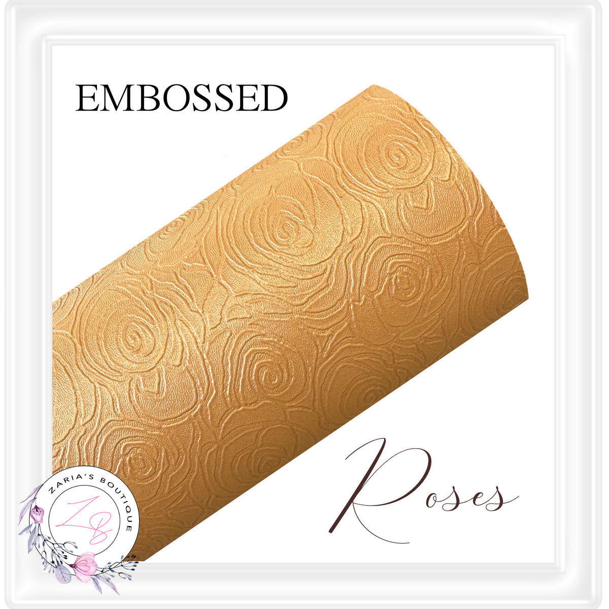 ⋅ Embossed Faux Leather ⋅ Gold Rose Pattern ⋅