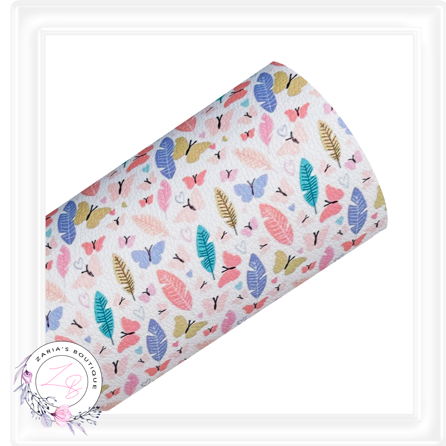 ⋅ Boho Butterflies & Feathers ⋅ Printed Litchi Leather ⋅