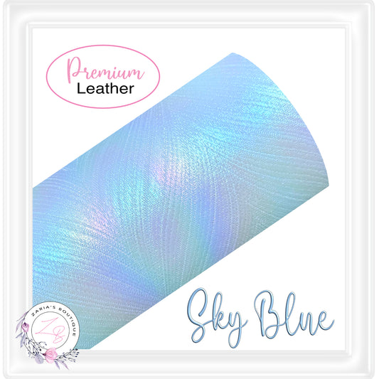 ⋅ Feathery ⋅ Textured Holographic Vegan Faux Leather ⋅ Sky Blue ⋅