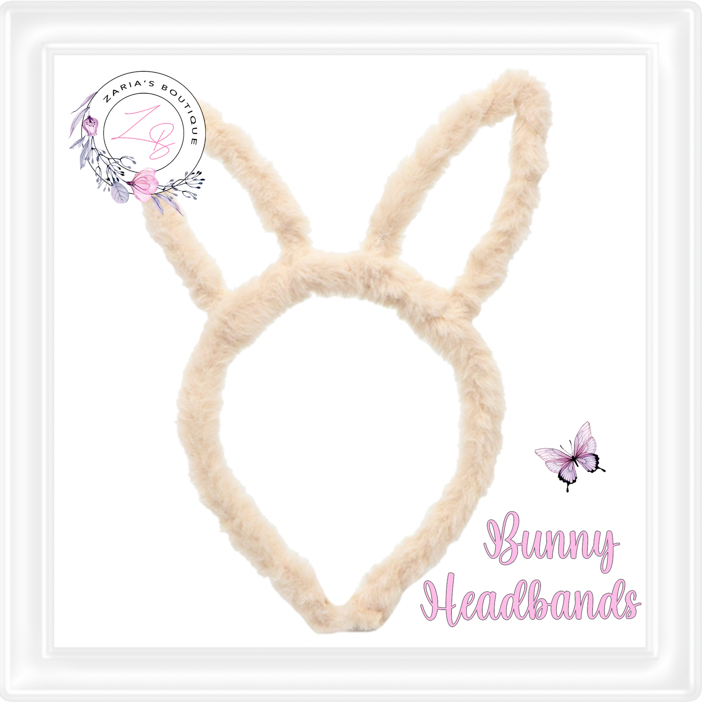 ⋅ Fluffy Bunny Ear Headbands ⋅ White ⋅