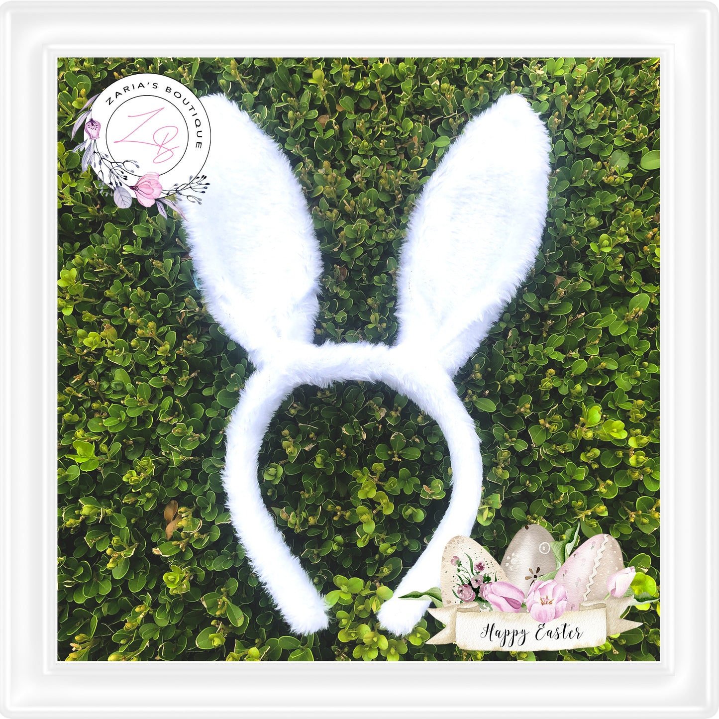 ⋅ Fluffy Bunny Ear Headbands ⋅ White ⋅