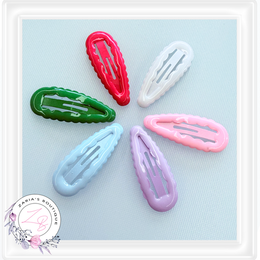 ⋅ Frilly SNAP HAIR CLIPS ⋅ 5 cm  ⋅  6 colours  ⋅