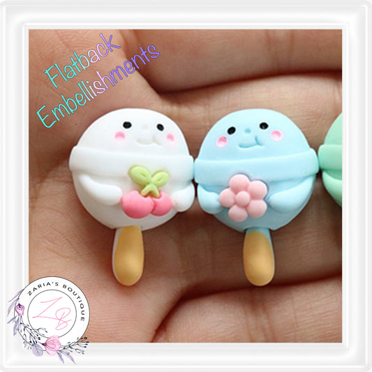 • Fruit Pops • Flat Back Cabochon Resin Craft Embellishments • Set of 2 •