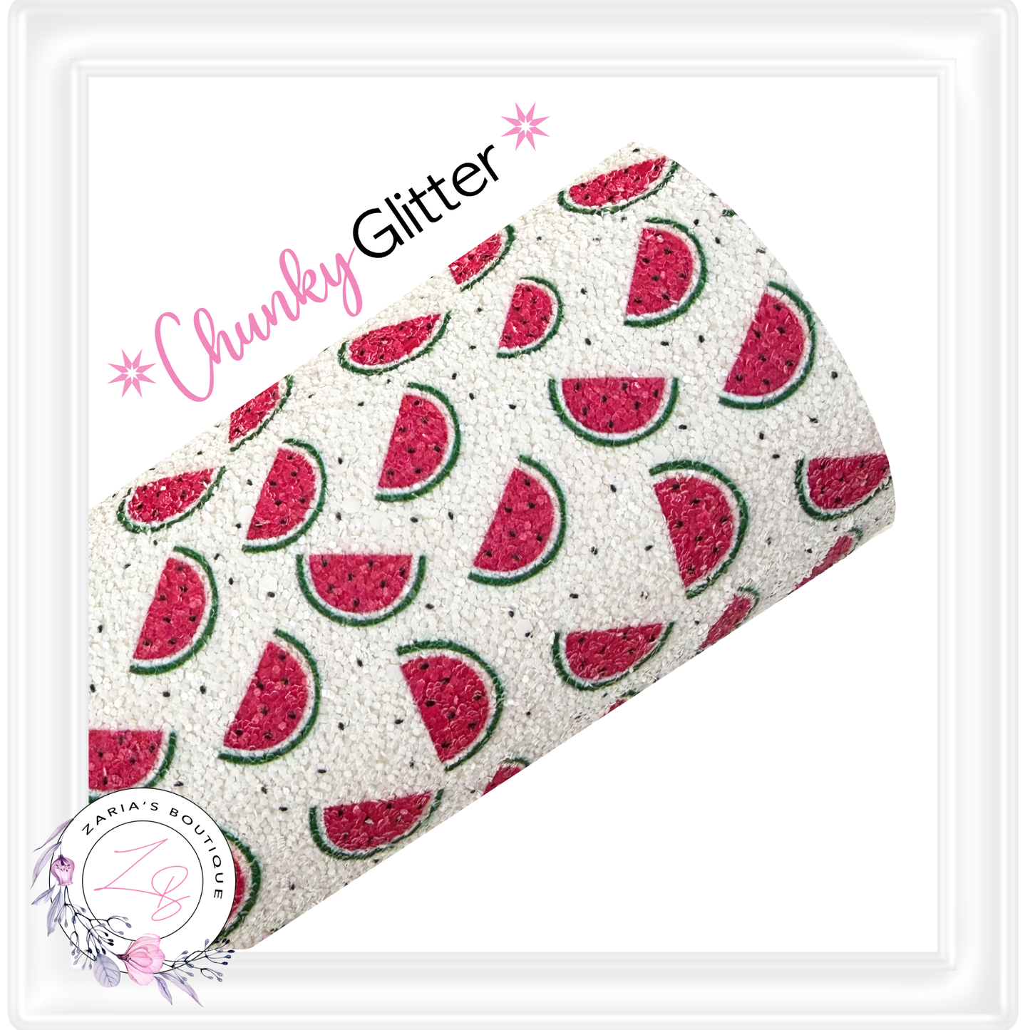 ∙ PATTERNED CHUNKY GLITTER ⋅ Watermelon Slices  1.2mm ⋅